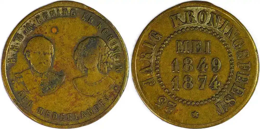 Netherlands Historical medal 1874 25-jähriges Krönungsjubiläum von König Wilhelm III. und Königin Sophie F - Vorteilspreis