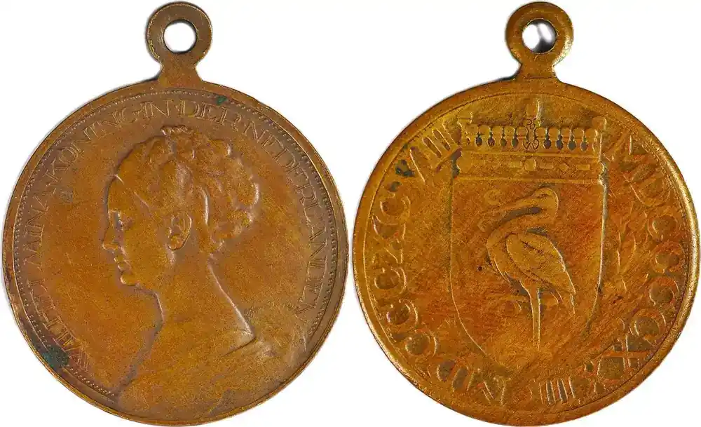 Nur heute | Netherlands (The Hague) Historical medal 1923 Königin Wilhelmina 25-jähriges Regierungsjubiläum – Dupuis / Ingen Housz VF