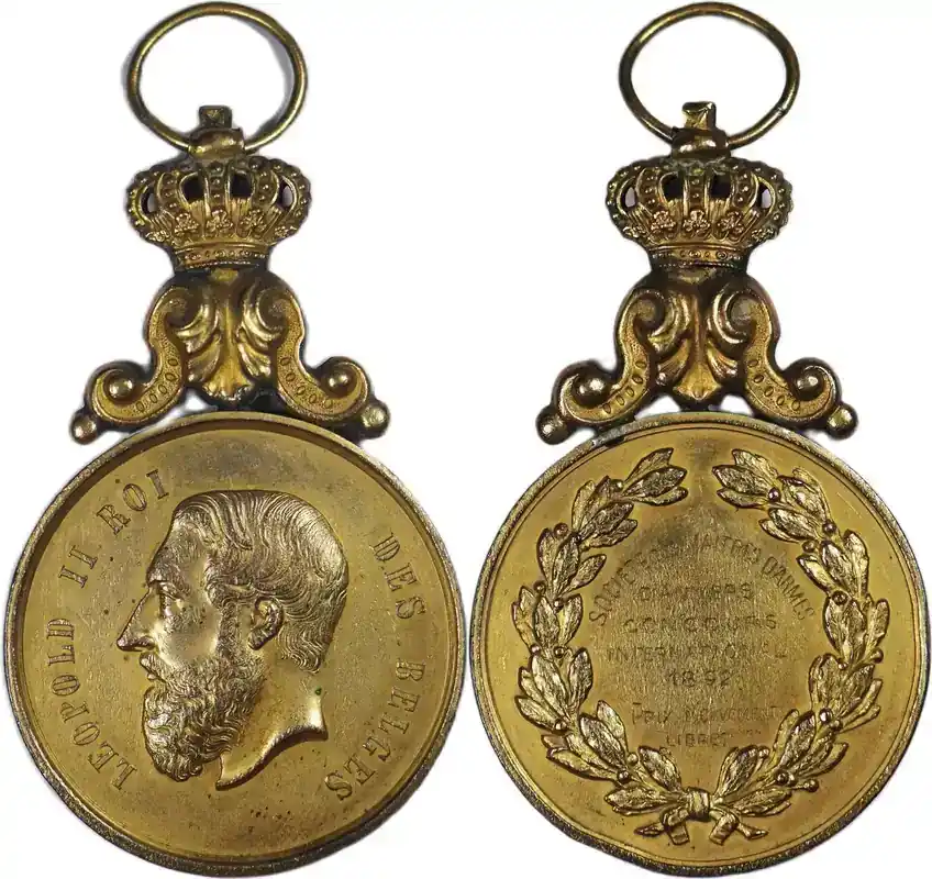 Hohe Qualität - Belgium Historical medal 1892 Leopold II für den Internationalen Fechtwettbewerb in Antwerpen EF