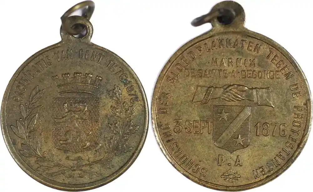 Nur diese Woche - Belgium Historical medal 1876 Dreihundertjahrfeier der Pazifikation von Gent VF+
