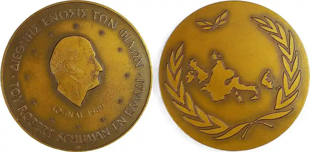 Meistverkauft - Greece Historical medal 1980 Besuch von Robert Schuman in Athen, Griechenland EF