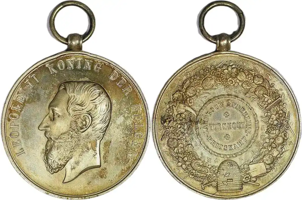 Einfach bestellen - Belgium Historical medal N.D Landwirtschaftlicher Preiswettbewerb Turnhout – Leopold II EF-