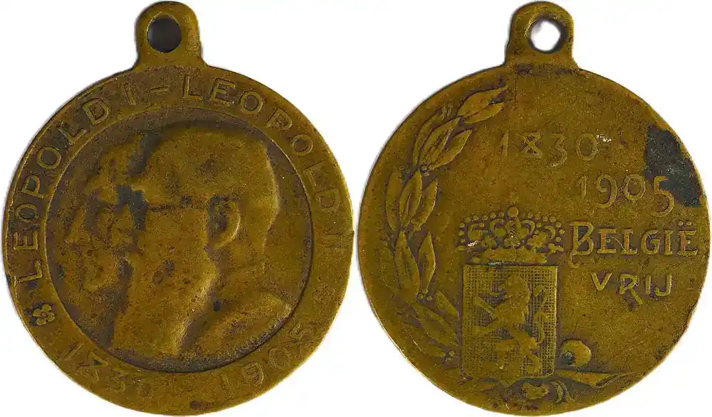 Belgium Historical medal 1905 75 Jahre belgische Unabhängigkeit – Leopold I. und Leopold II. mauquoy VF - Jetzt bestellen