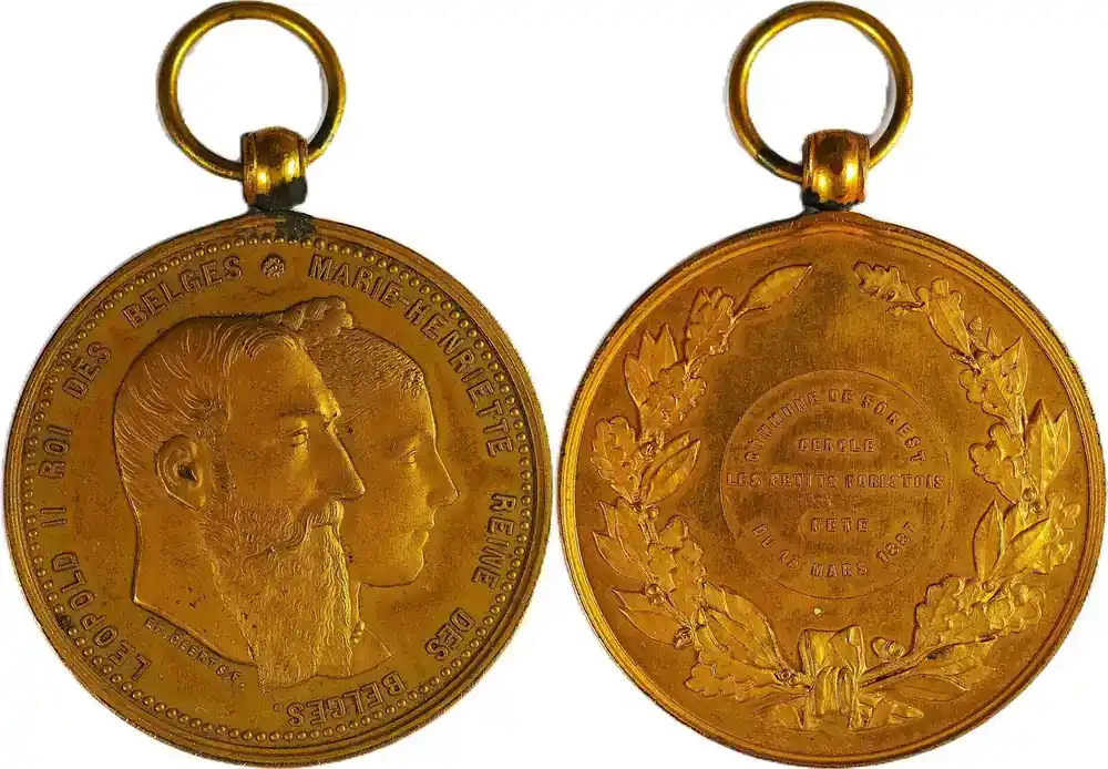 Belgium Historical medal 1887 König Leopold II. und Königin Marie-Henriette – Feier in Forest / Geerts EF | Letzte Stücke