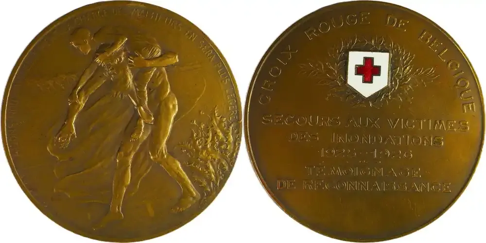 Beliebt - Belgium Historical medal 1925-1926 Belgisches Rotes Kreuz – Hilfe für die Opfer der Überschwemmungen Devreese EF