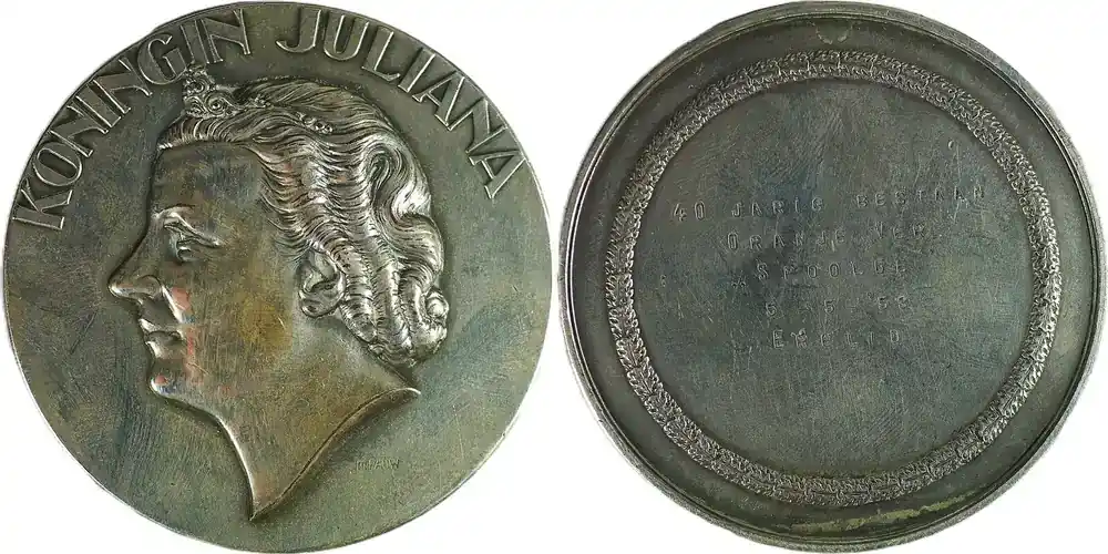 Netherlands Historical medal 1953 40-jähriges Bestehen des Oranjevereins Spoolde – Königin Juliana EF - Schneller Versand