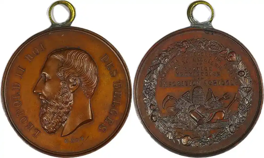 Belgium Historical medal N.D Leopold II – Landwirtschaftliche Gesellschaft des Ostens von Belgien – Verviers EF | Sicher bezahlen