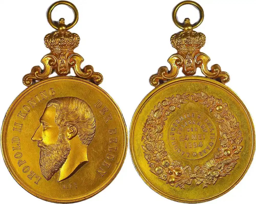 Schnelle Lieferung | Belgium Historical medal 1894 Leopold II – Landwirtschaftskomitee Sint-Gillis-Waas Preiskampf / Hart EF