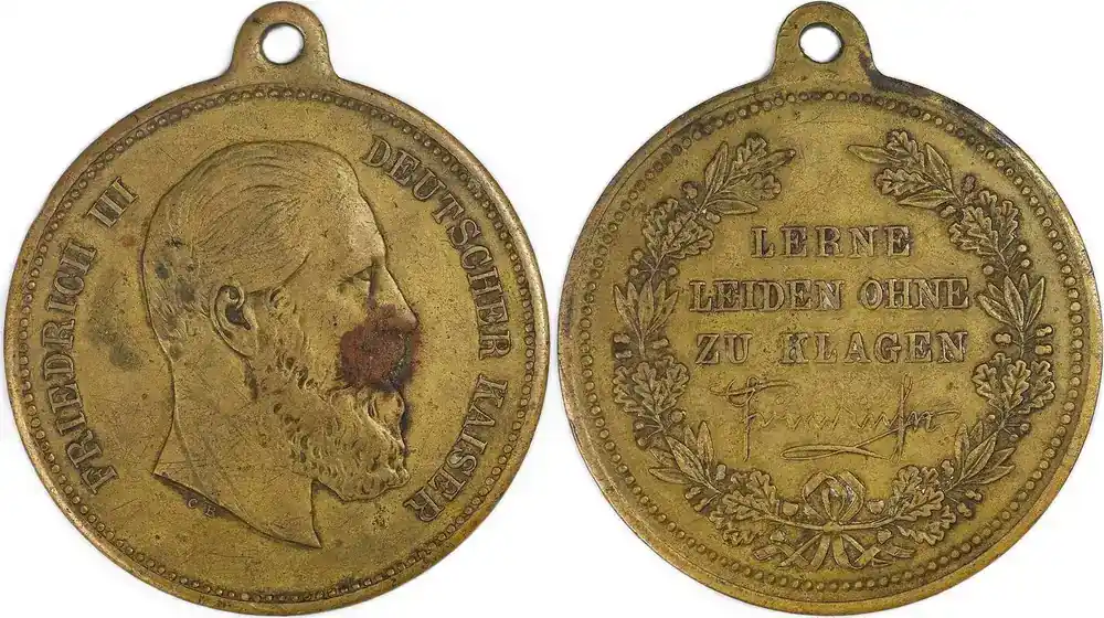Germany / Prussia Historical medal 1888 Tod von Friedrich III Lerne leiden ohne zu klagen VF Spots | Kundenfavorit