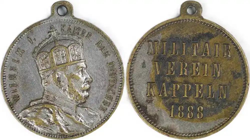 Germany / Prussia Historical medal 1888 Tod von Kaiser Wilhelm I / Militärverein Kappeln VF Spots - Bewährte Qualität