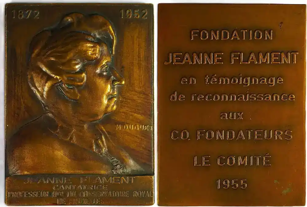 Sparangebot - Belgium Historical medal 1955 Jeanne Flament – Sängerin und Professorin am Königlichen Konservatorium Brüssel EF-