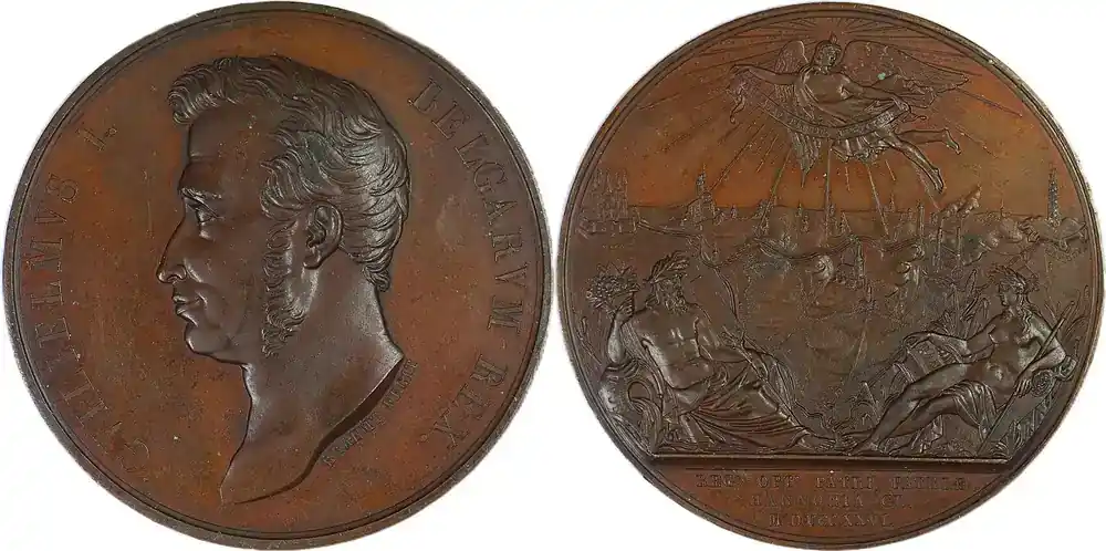 Brandneu - Netherlands Historical medal 1826 König Wilhelm I. — Eröffnung des Hennegau-Kanals (Haine–Schelde), von J. Braemt EF