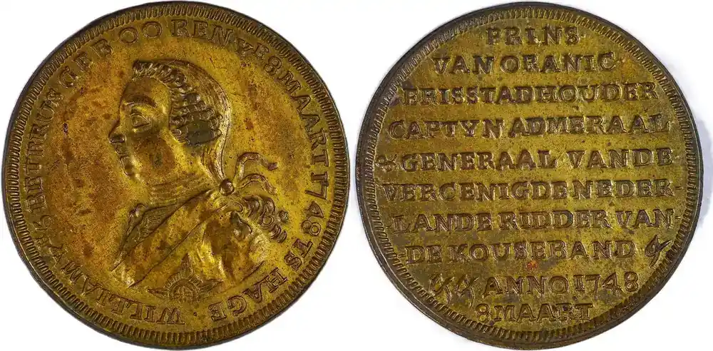 Jetzt sparen | Netherlands Historical medal 1766 Amtseinführung von Willem V. als Statthalter EF