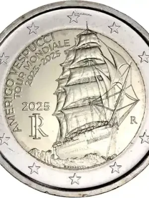 Preishit - Italien 2 Euro 2025 Segelschulschiff Amerigo-Vespucci Weltreise