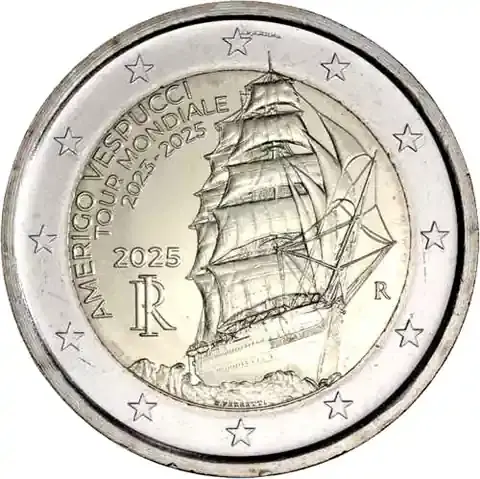 Preishit - Italien 2 Euro 2025 Segelschulschiff Amerigo-Vespucci Weltreise