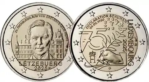 Sofort lieferbar - Kombiangebot Luxemburg 2 x 2 Euro 2025 Schuman Vertrag & Thronjubiläum Henri
