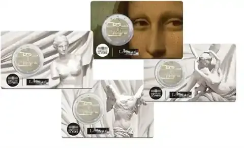 Qualitätsprodukt - Frankreich 4 x 2 Euro 2025 CoinCards Louvre Museum