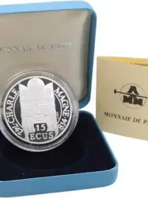Top-Qualität - Frankreich 100 Francs / 15 Ecus 1990 Silber PP – Charle Magne
