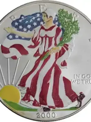 1 Unze Silber USA 2000 – American Silver Eagle Farbe | Endet bald