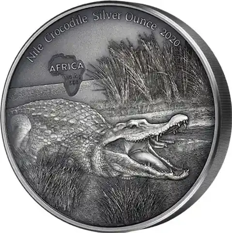 Hammerpreis | 1 Unze Silber 2020 Krokodil – Afrika Antique Finish Silver Ounce