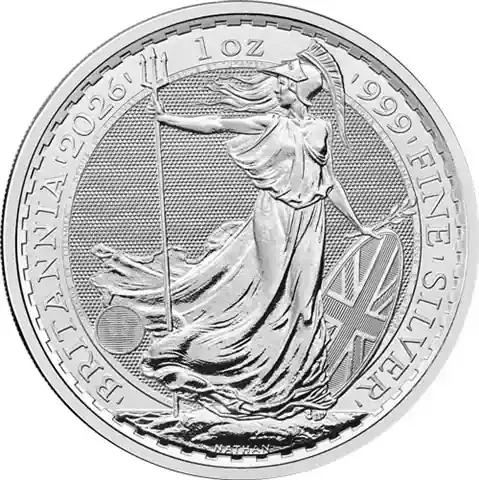 Auf Lager - 1 Unze Silber 2026 Britannia – Großbritannien 2 Pounds