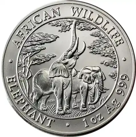 1 Unze Silber 2003 Elefant – Sambia 5000 Kwacha Silbermünze - Neue Ware