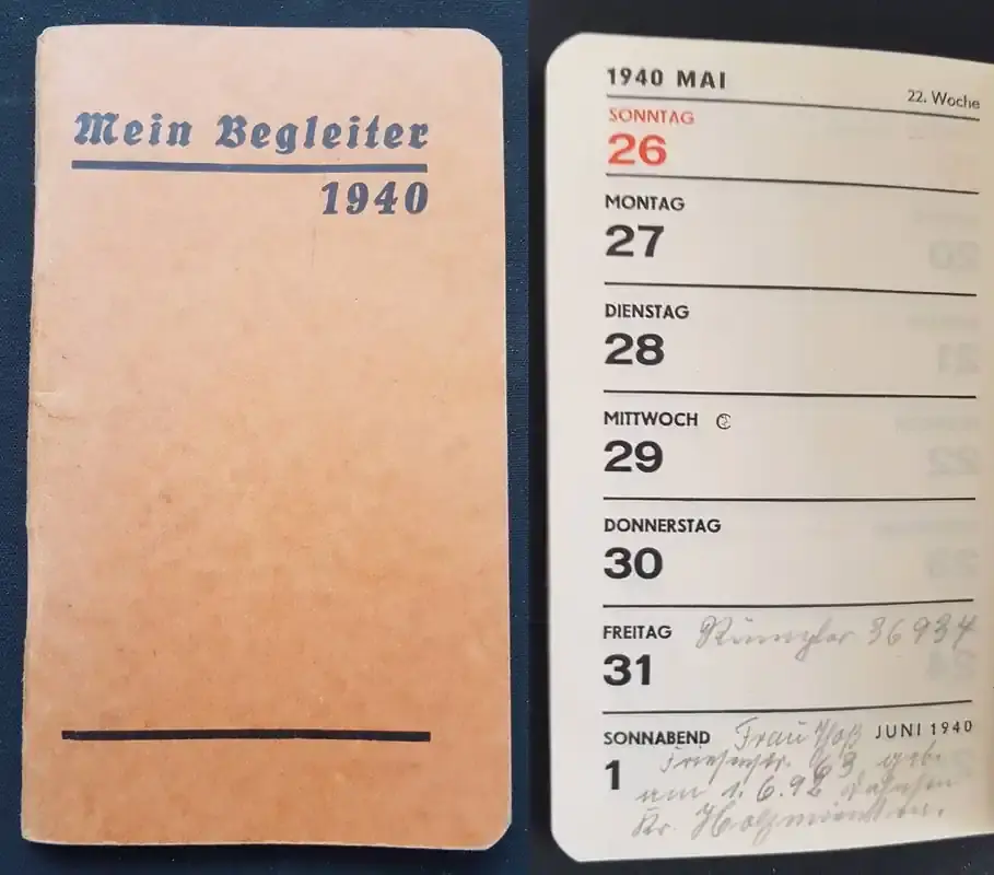 3. Reich 1940 Taschenkalender gebrauchter Zustand | Ausverkauf