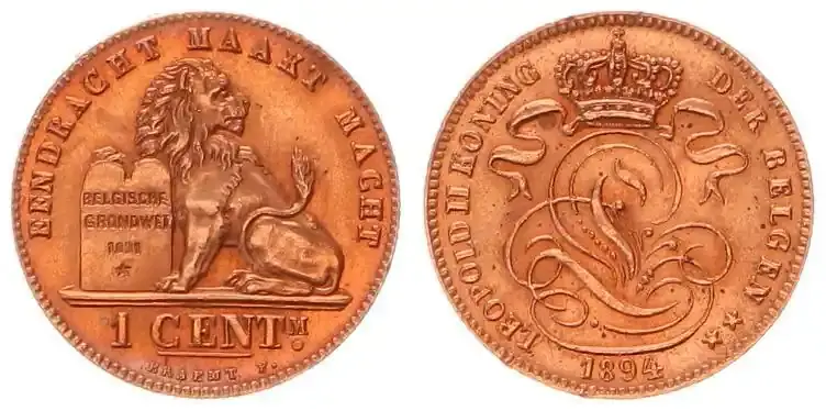 1 Cent Belgien 1894 fast Stempelglanz - Top-Deal