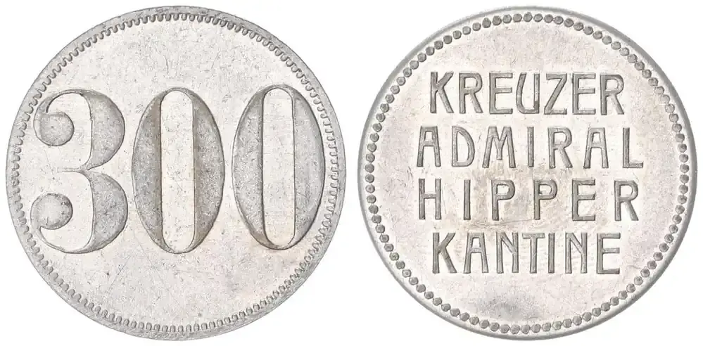 Hohe Qualität | Deutschland / Kreuzer Admiral Hipper 300 Pfennig Schiffsgeld ohne Kreuzer Admiral Hipper 300 Pfennig fast vz
