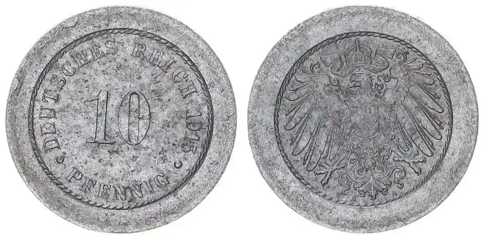 Deutschland / Kaiserreich Kaiserreich sehr seltene Probe zu J.298 10 Pfennig 1915 A ss ss, leicht korrodiert | Knallerpreis