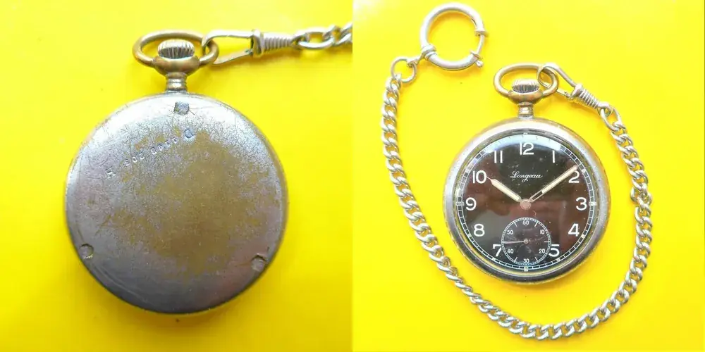 Schweiz, Deutschland HERREN TASCHENUHR, ca.1939, D. WEHRMACHTS- TASCHEN Dienstuhr D 1148 2032 H, 2. WK, gute Funktion-ca. 1939, altersentsprechende Gebrauchsspuren, siehe Fotos - Schneller Versand