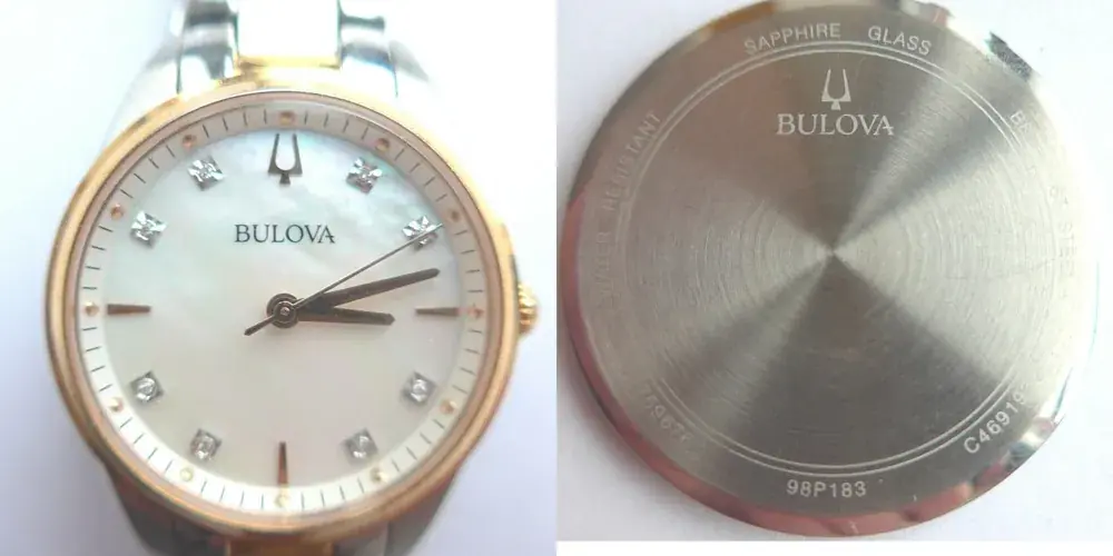 Letzte Stücke - Schweiz / USA, Damen ARMBANDUHR, unbek. Herst.jahr, hübsche Quartz DAMEN ARMBANDUHR BULOVA, gutes Edelstahl Armband, gute Funktion, altersentsprechende Abnutzungszeichen, siehe Fotos