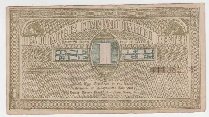Deutschland / Alliierte Besetzung Alliierte Besetzung 1 B.U.T.E. Barter Units certificate Serie 1947 gebraucht - Direkt bestellen