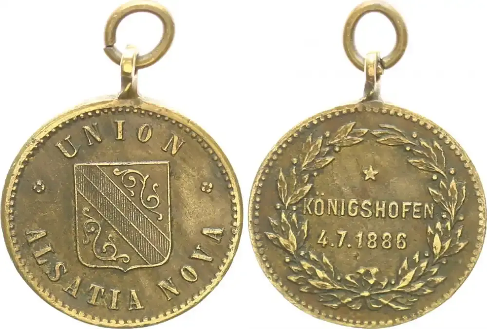 Frankreich Ecu aus Straßburg Medaille – Union sportive Alsatia Nova de Königshofen. 1886 ss-vz | Sofort bestellen
