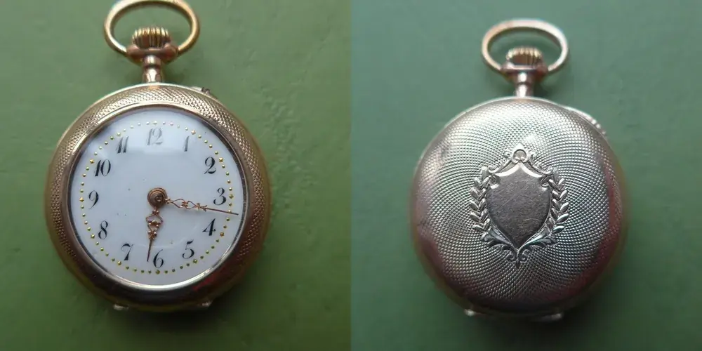 Sehr beliebt - Schweiz, DAMEN Taschen UHR, hübsche DAMEN TASCHENUHR, Gold – 0,333, Zylinderhemmung, gute Funktion,ca. 1915, altersentsprechende Gebrauchsspuren, siehe Fotos