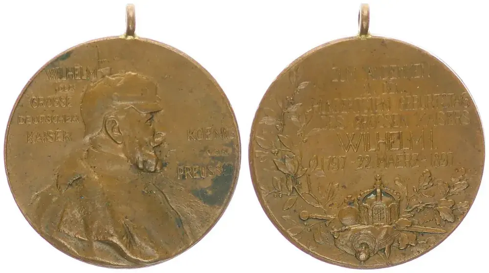 Neuheit - Deutschland/Preußen Gedenkmedaille Kaiser Wilhelm I. 1897 Gedenkmedaille zum Hundersten Geburstag Kaiser Wilhelm I. vz