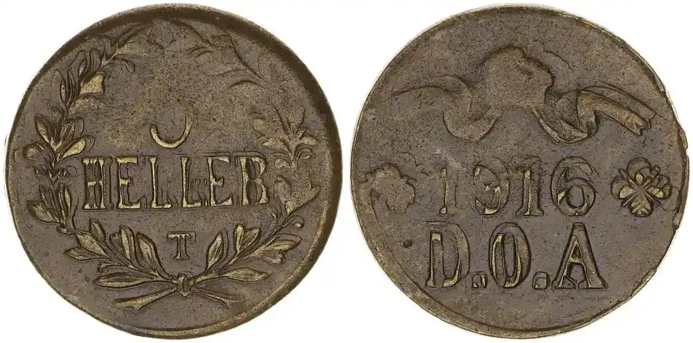 Kolonien Deutsch-Ostafrika 1916T Deutsch-Ostafrika 5 Heller J.723 kuriose Fehlprägung !! 2-3 mal geprägt Fehlprägung, ss - Jetzt verfügbar