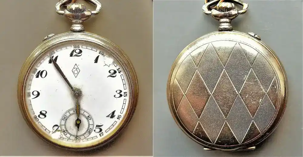 Deutschland, HERREN Taschen UHR, ca.1925, HERREN-TASCHENUHR, Zentra, Ankerhemmung, Zifferblattschäden, ca. 1925, altersentsprechende Gebrauchsspuren, siehe Fotos - Ausverkauf