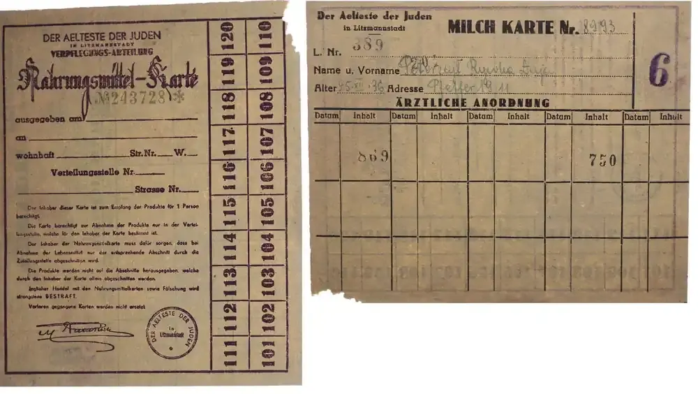 Angebot | Deutschland / Polen / Getto Litzmannstadt Getto Litzmannstadt Nahrungsmittelkarte und Milchkarte mit Abschnitten N°243728 gebraucht