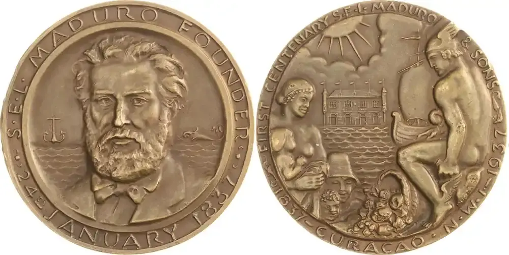 Niederländisch Antillen-Curacao Bronzemedaille 1937 Wilhelmina 1890-1948. Vorzüglich – Stempelglanz - Wochenendangebot