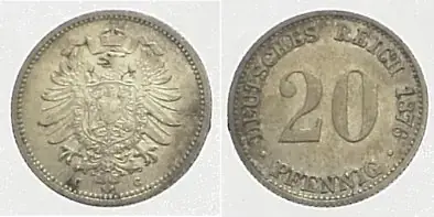 Kleinmünzen 20 Pfennig 1876 C Vorzüglich - Schnelle Lieferung