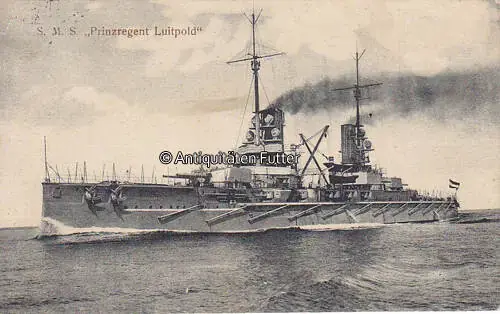 Deutsches Reich 1913 Ansichtskarte / Postkarte / S.M.S. Prinzregent Luitpold 2-3 | Nur für kurze Zeit