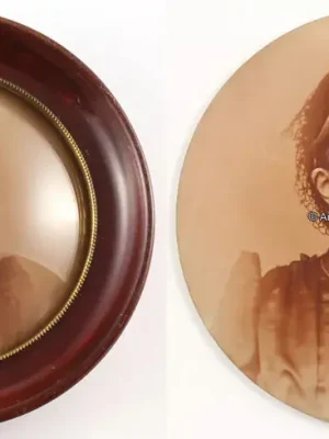 Top-Deal - Deutsches Reich 1850-1899 Gerahmtes Porträtfoto auf gewölbter, hohler Metallscheibe / Daguerreotypie (?) 2