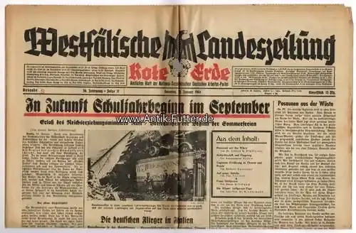Kundenliebling - Drittes Reich/Westfalen 12. 1. 1941 Westfälische Landeszeitung Rote Erde / Amtliches Blatt der NSDAP 2-3