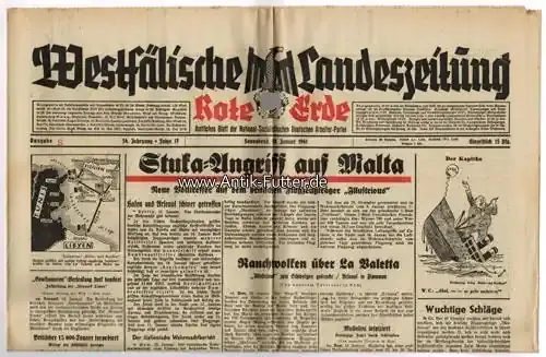 Drittes Reich/Westfalen 18. 1. 1941 Westfälische Landeszeitung Rote Erde / Amtliches Blatt der NSDAP 1-2 | Sehr gefragt