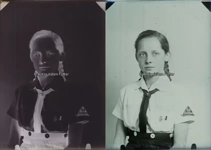 Drittes Reich / Westfalen 1940 Original Foto – Glasplatte / Hitlerjugend / BDM / Mit angefertigten Foto 2 - Geprüfte Qualität