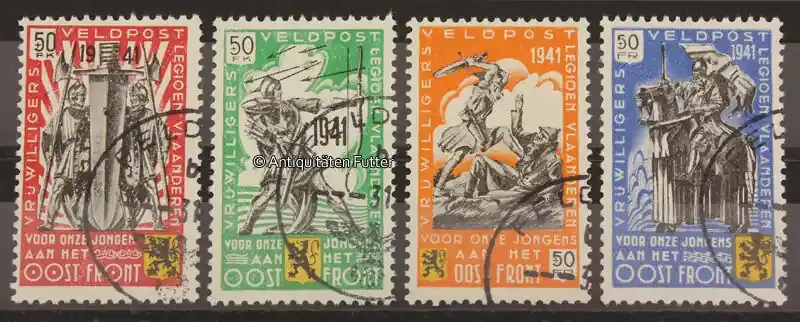 Neu im Shop - Belgien 1941 Spendenvignetten / Symbolische Darstellungen / Belgisch-Flämische Legion 2