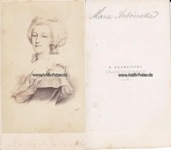 Direkt ab Werk - Frankreich / Navarra / Österreich / Ungarn um 1865 Carte de visite / CdV / Marie Antoinette / Erzherzogin von Österreich, … 2-3
