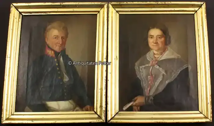 Neuburg a. d. Kammel / Günzburg / Edelstetten 1842 Paar Biedermeier Portraits / Öl / Patrimonialrichter Franz Kolb mit Frau … 2 | Nur diese Woche