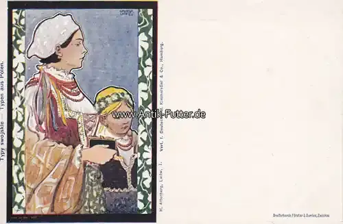 Deutsches Reich/Lwów/Lwiw/Lemberg um 1900 Postkarte / Künstlerkarte / Jugendstil / Typen aus Polen. / H. Altenberg Lwów I. 2 | Preisnachlass